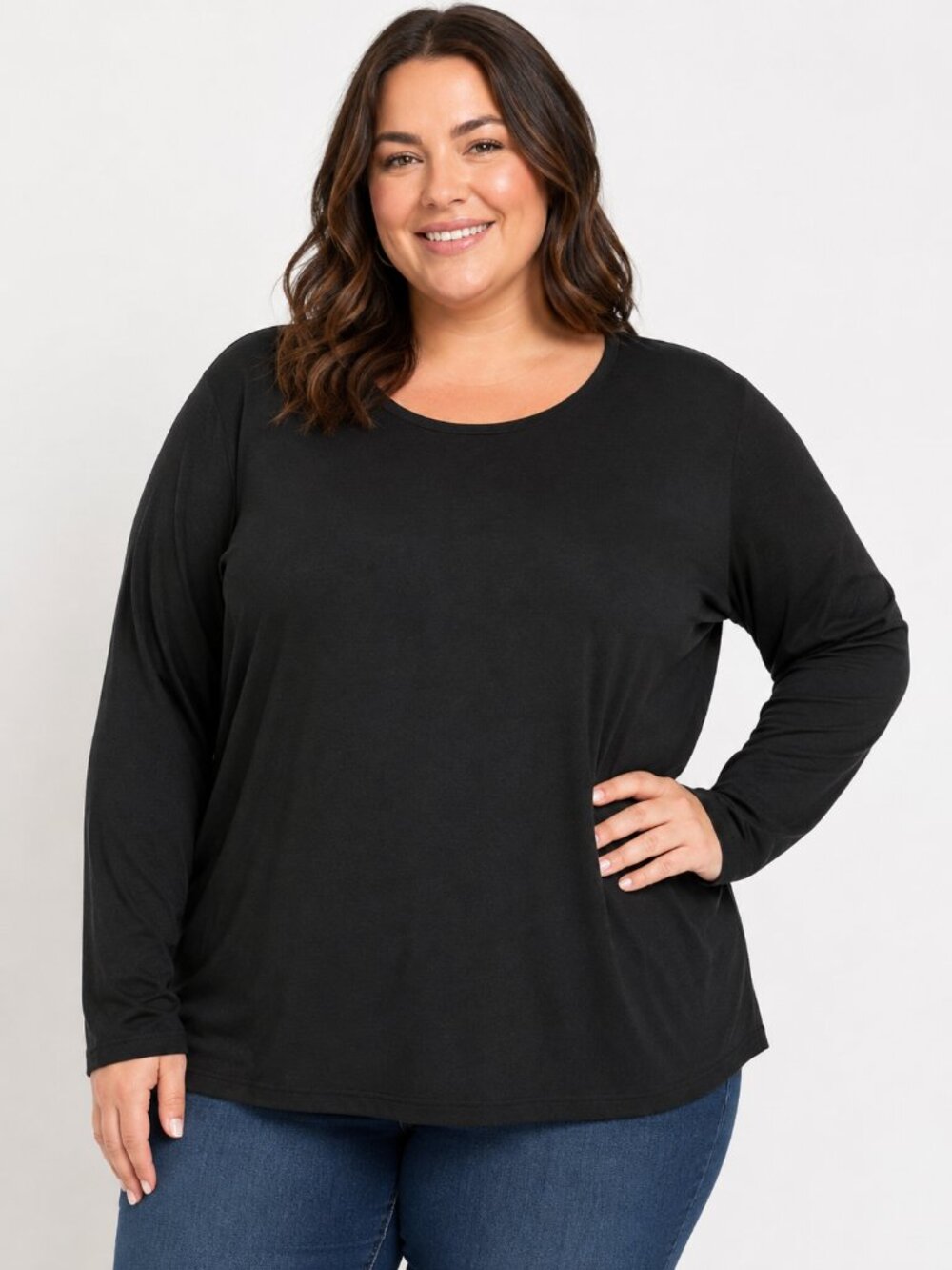 Lane Bryant Black Long Sleeve Crew Neck Tee Shirt Womens Plus Size 18/20 Stretch